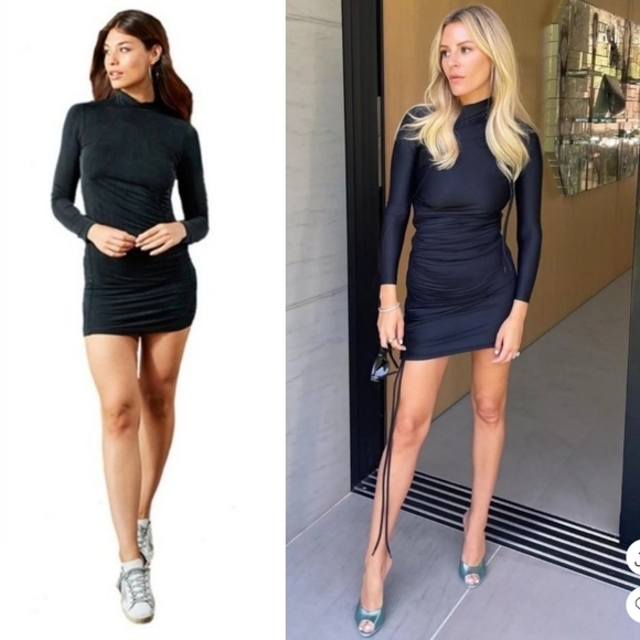 New Young Fabulous & Broke Lena Ruched Solid Emerald Ice Mini Dress NWT Small - Picture 1 of 12